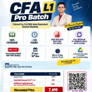 CFA Level 1 for CA/CMA Students Live@Home/Ongoing Recordings
