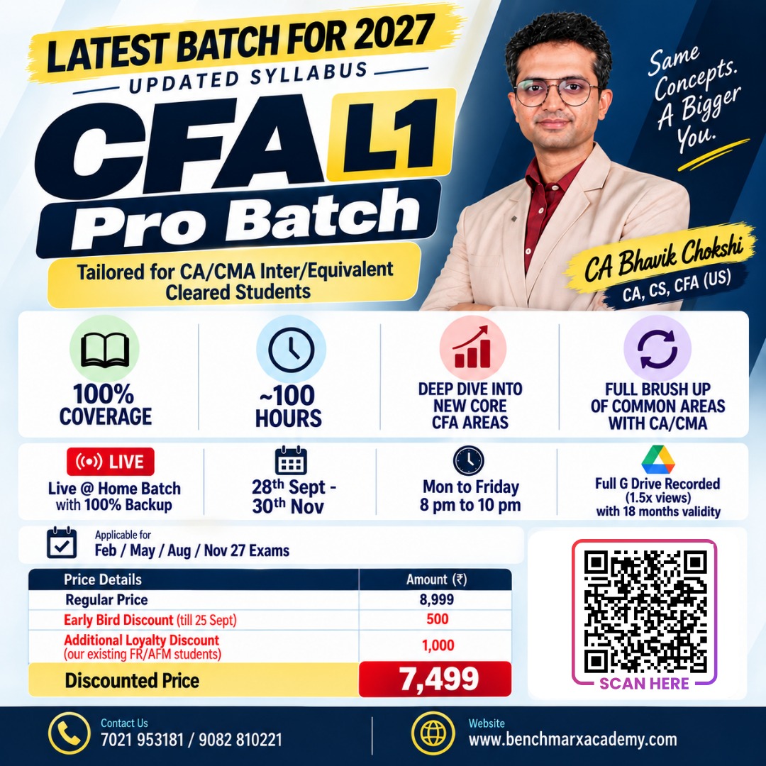 CFA Level 1 for CA/CMA Students Live@Home/Ongoing Recordings
