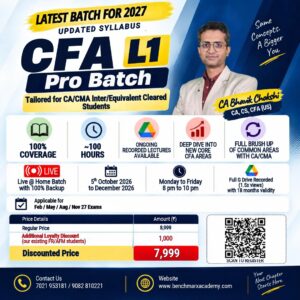 CFA Level 1 for CA/CMA Students Live@Home/Ongoing Recordings